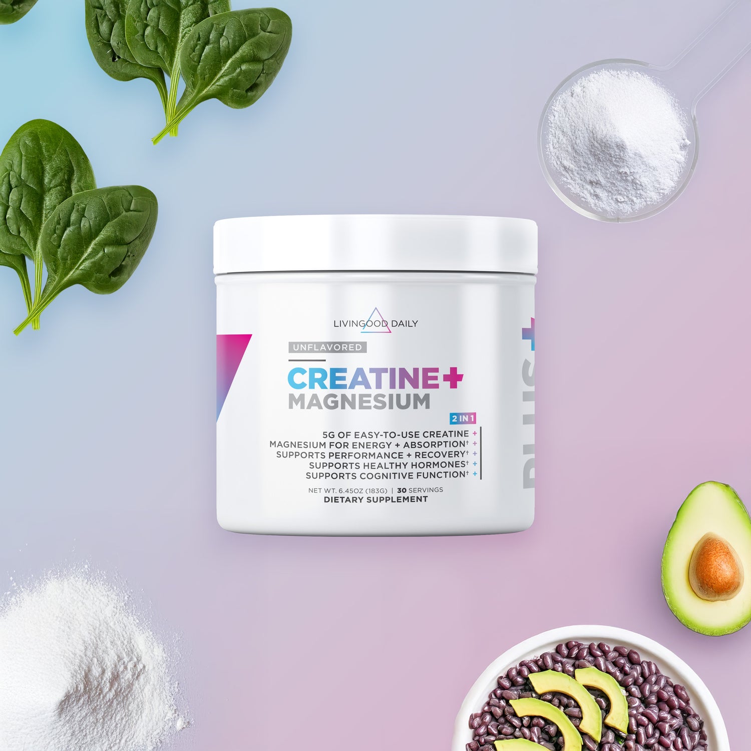 Livingood Daily Creatine + Magnesium (3-Pack)