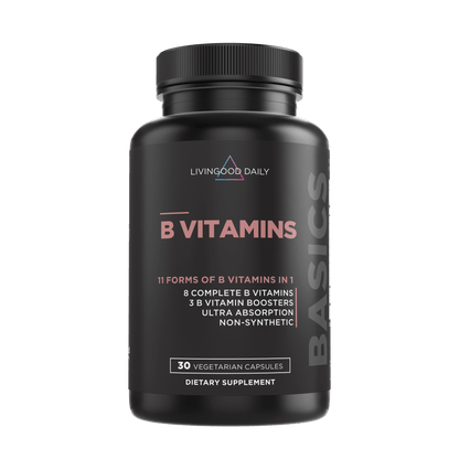 LivingGood Daily B Vitamins Supplement Bottle Vegetarian Capsules Dietary Non-Synthetic