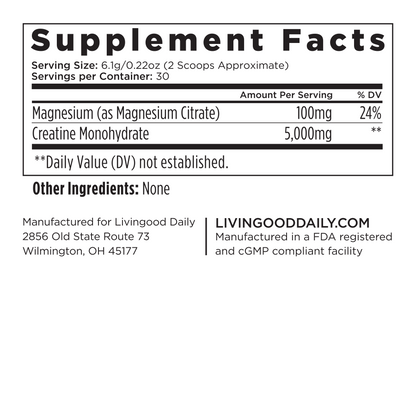 Livingood Daily Creatine + Magnesium (2 Pack)