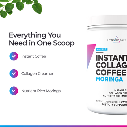 Livingood Daily Instant Vanilla Collagen Coffee + Moringa