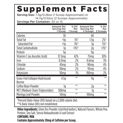 Livingood Daily Instant Collagen Coffee + Moringa (Vanilla) - 1 Pack