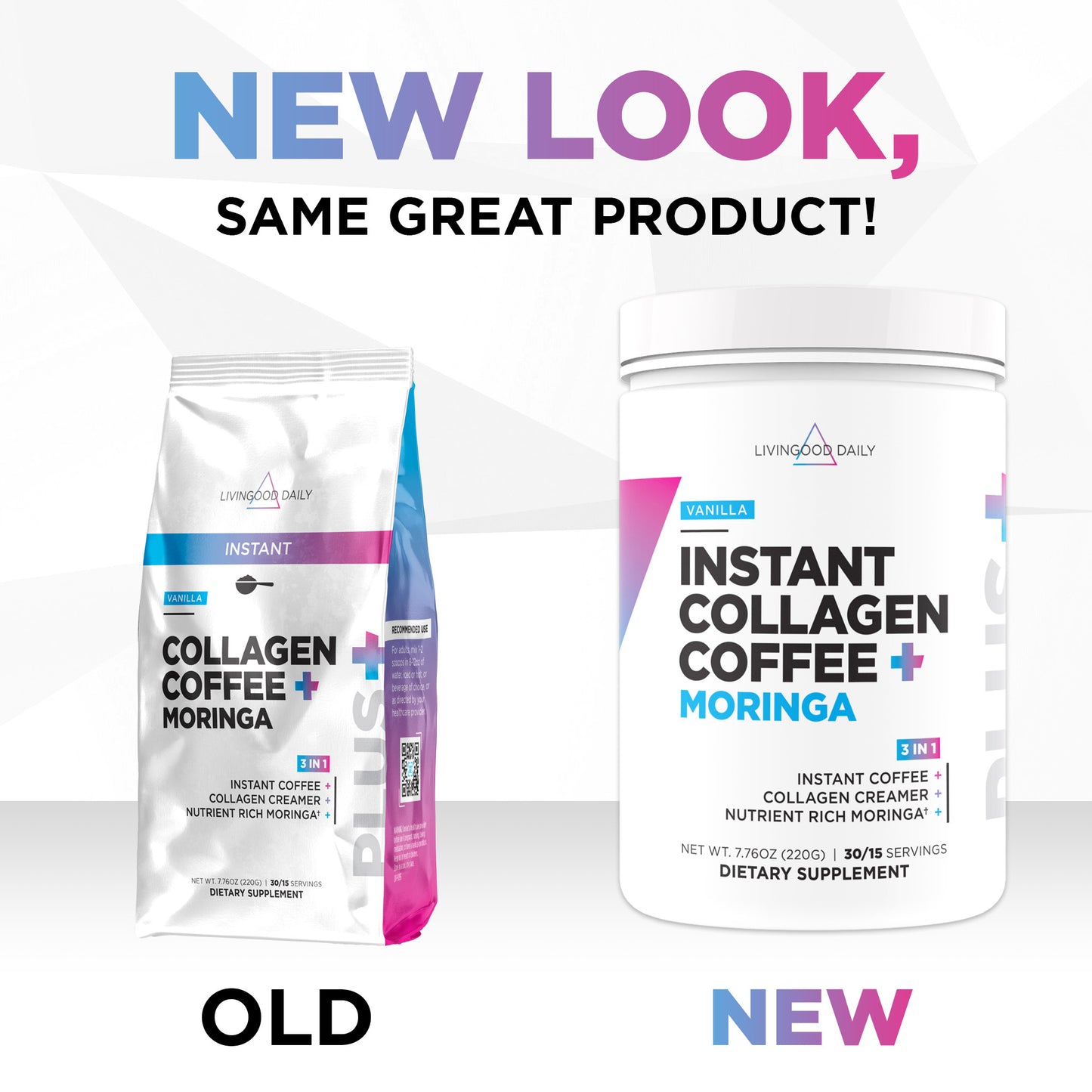 Livingood Daily Instant Collagen Coffee + Moringa (Vanilla) - 1 Pack