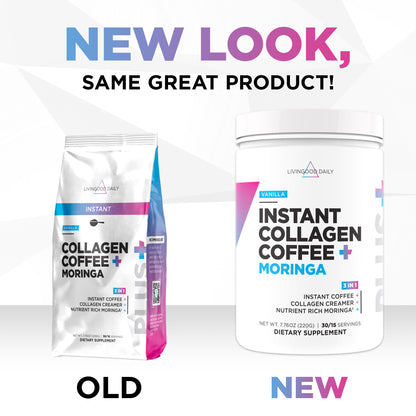 Livingood Daily Instant Collagen Coffee + Moringa (Vanilla) - 1 Pack