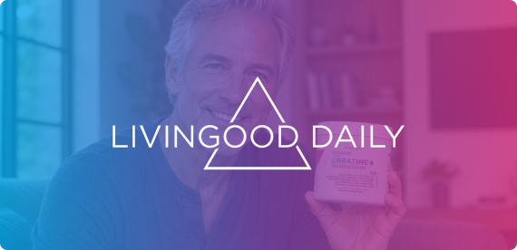 Woman holding Livingood Daily Creatine + Magnesium supplement