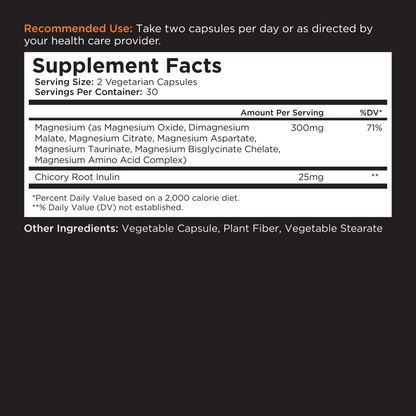 Supplement Facts Label Magnesium Capsules Recommended Use Dietary Information