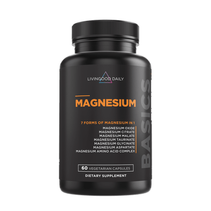 Livingood Daily Magnesium Supplement Bottle 7 Forms of Magnesium 60 Vegetarian Capsules