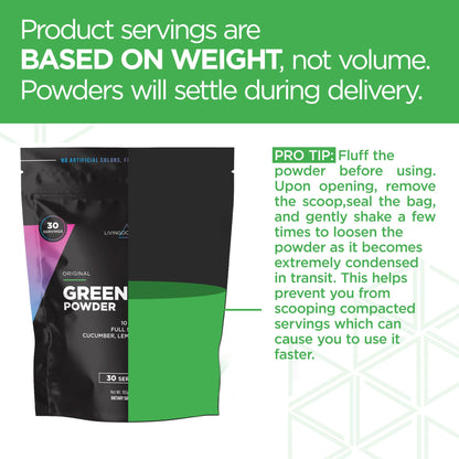 Livingood Daily Green Powder Supplement Bag Nutrition Advertisement